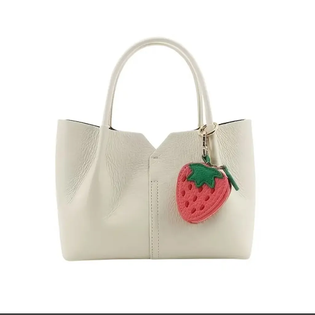 Strawberry Bag Charm Coin Purse Keychain Pink - Image 2