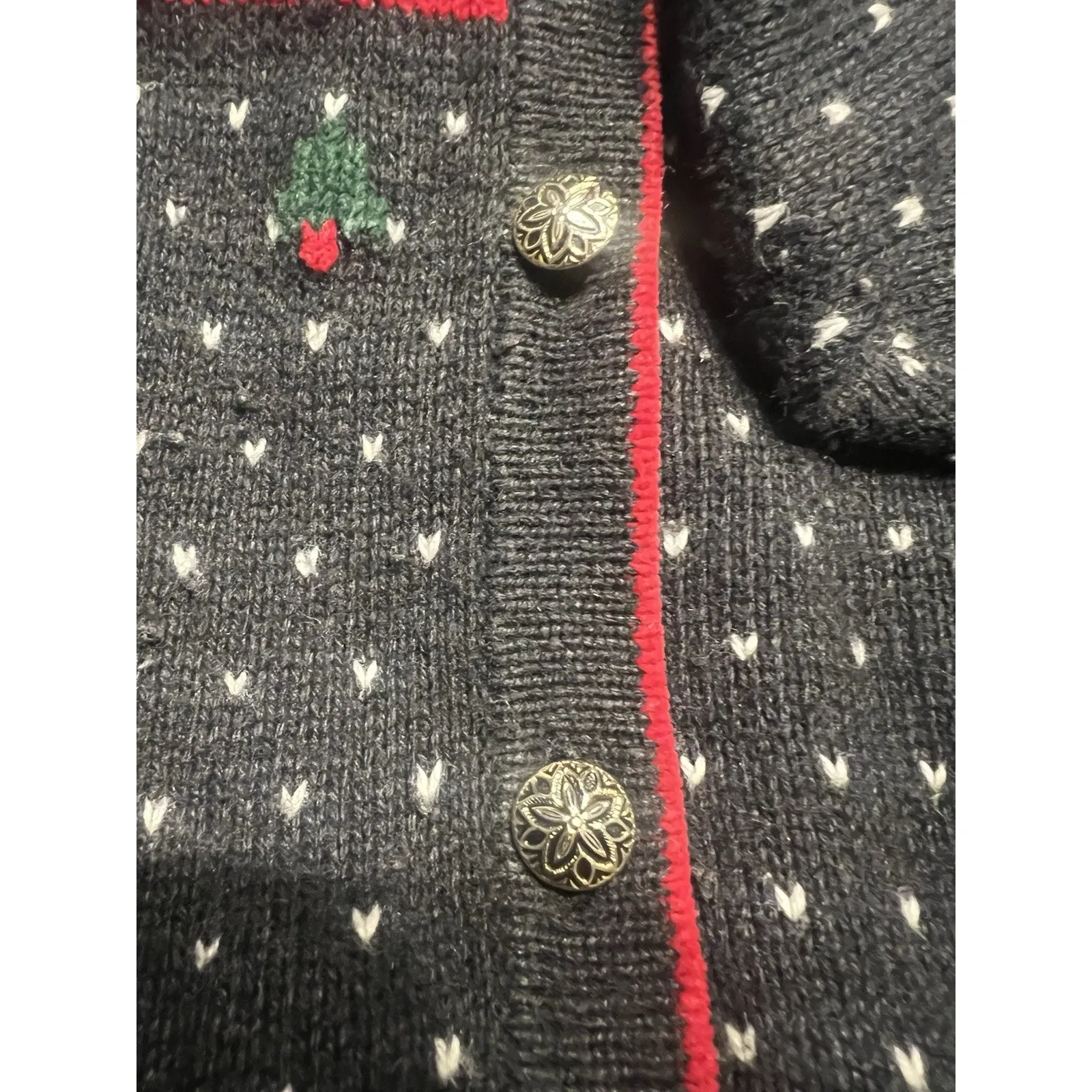 Koret Vintage Christmas Cardigan Sweater size Medium Fair Isle Snowflake Granny Blue - Image 12