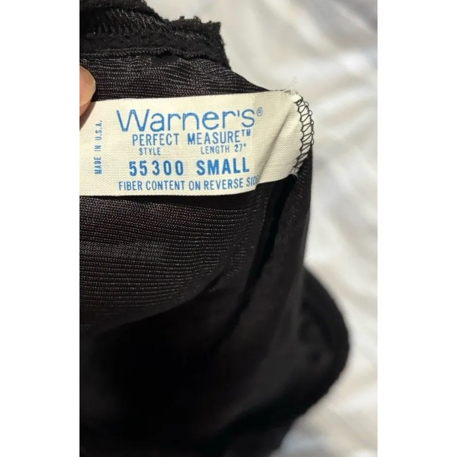 vtg WARNERS Perfect Measure black Half Slip Skirt LACE USA Nylon S White - Image 6