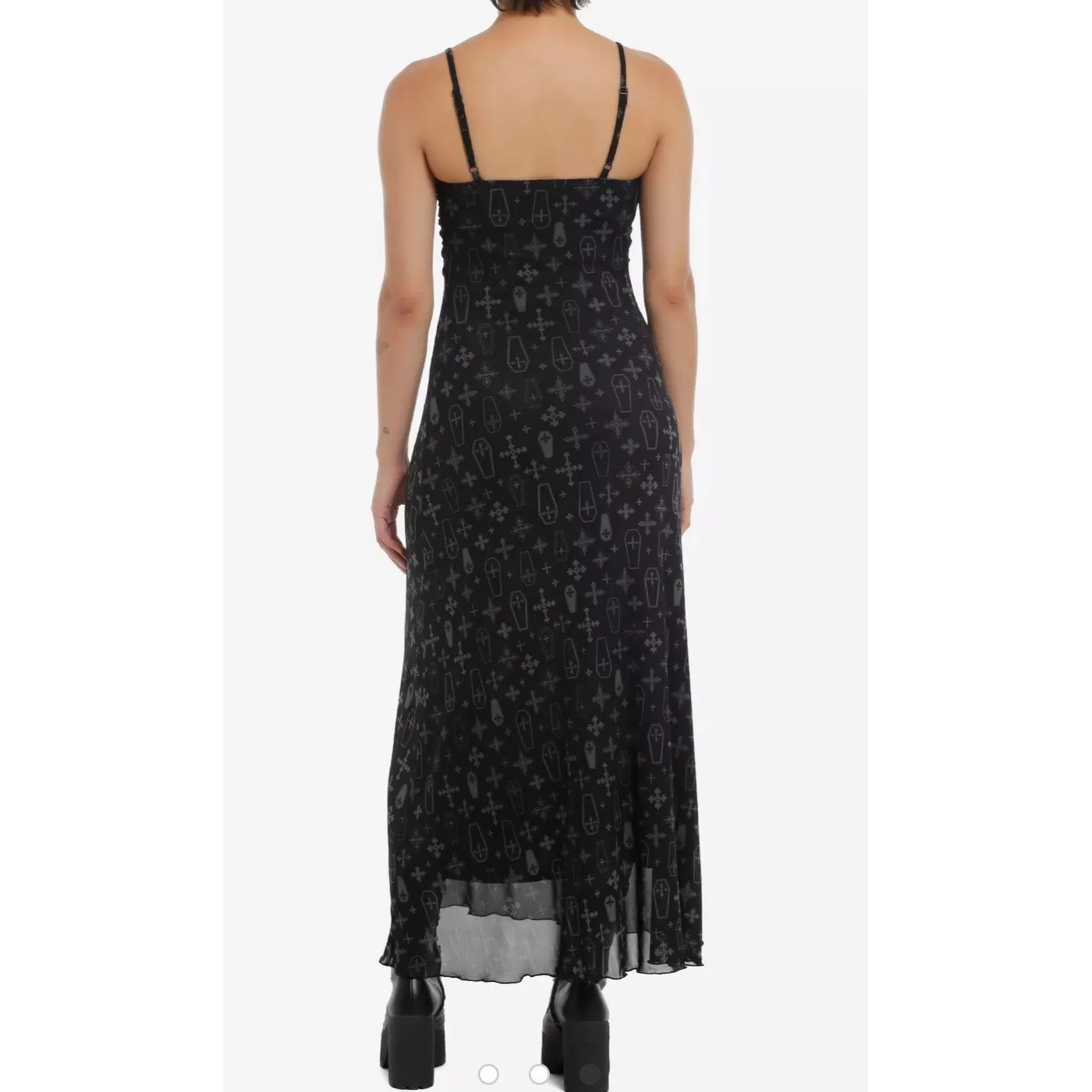 Cosmic Aura Coffin Gothic Mesh Maxi Dress Women 2X Black Emo Whimsigoth Grunge Size XXL - Image 8