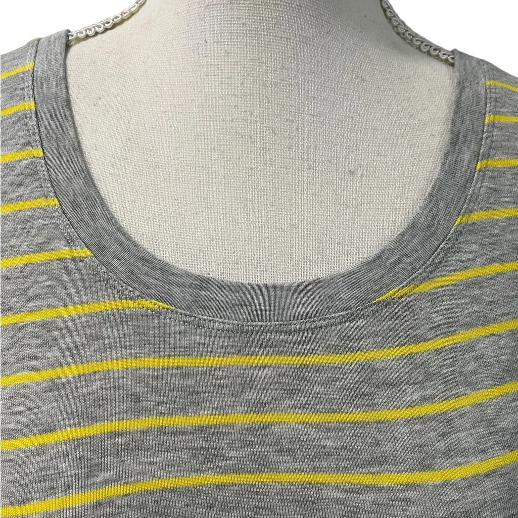 CABI Cruise Knit Tee Gray Yellow Striped Cruise Knit Tee Oversized Top Small - Image 3