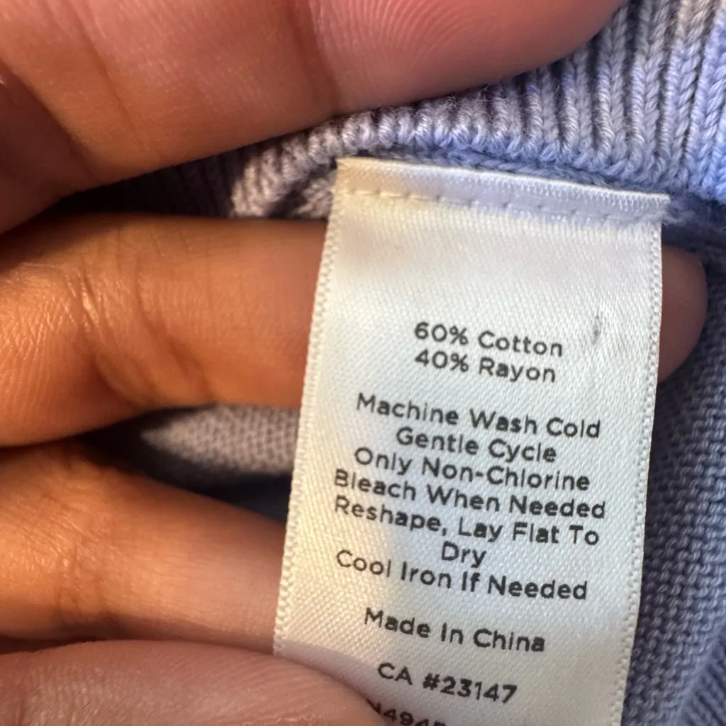 Talbots Light Blue Sweater with Dark Blue Anchor size S - Image 8