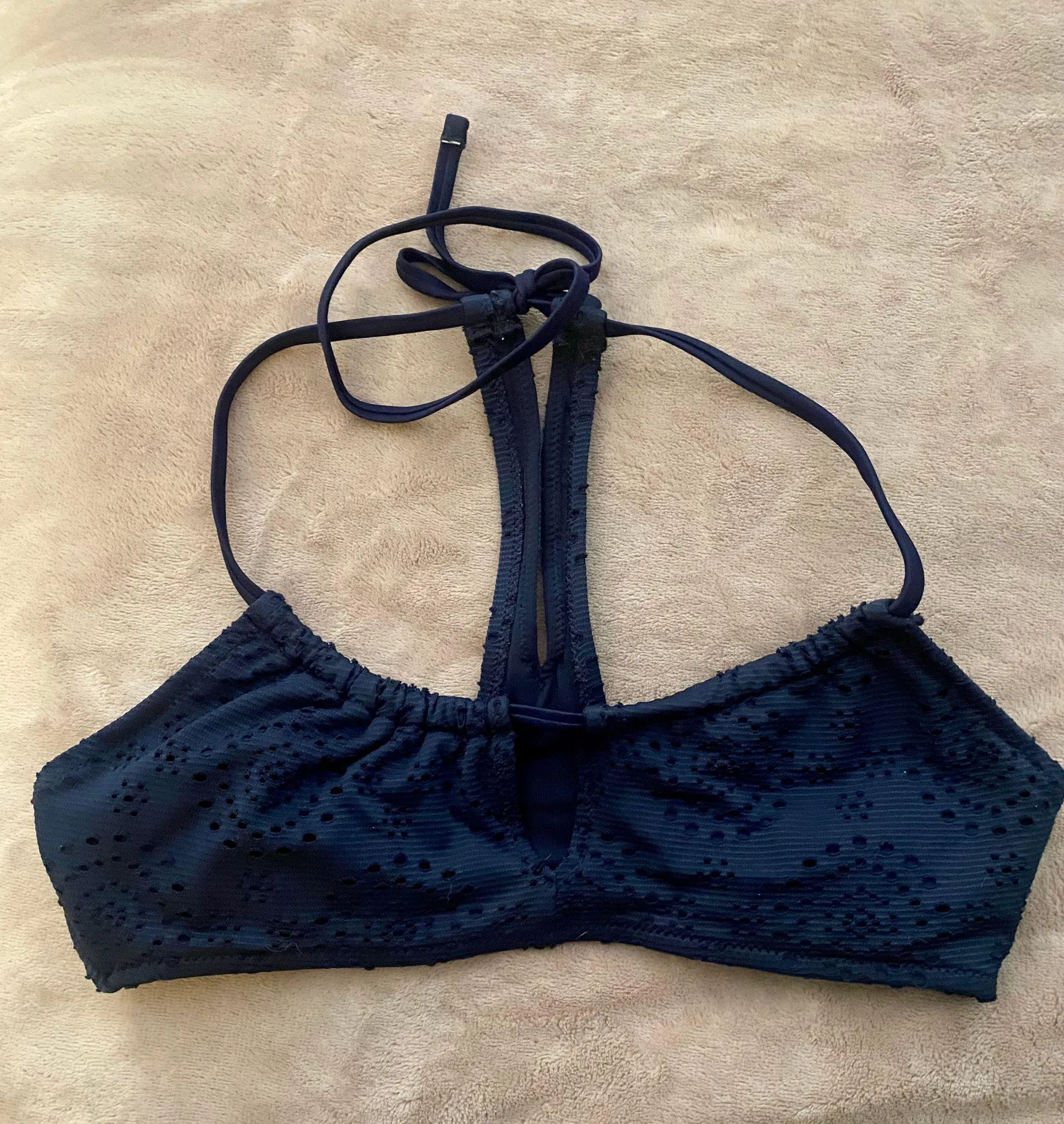 Navy Eyelet High Waisted Bikini Set - Image 4