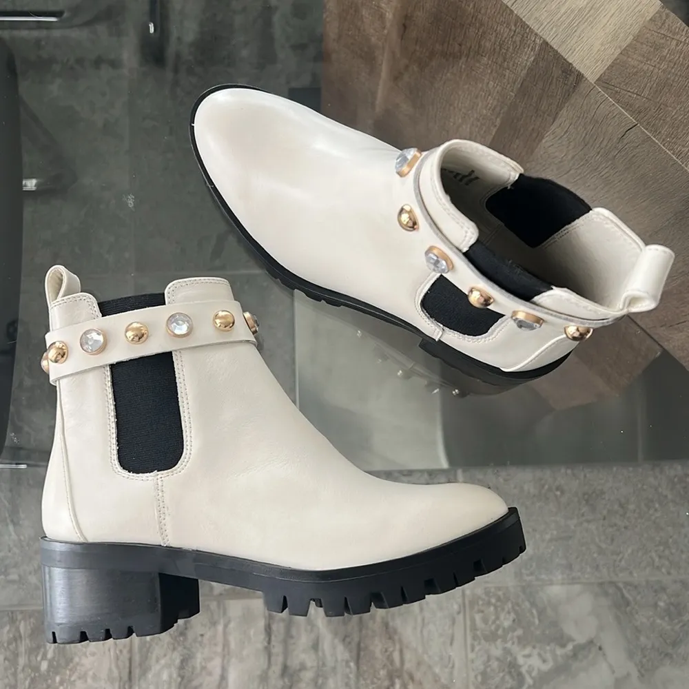 Karl Lagerfeld Paris Porshay Lug Sole Boots in Bone/White, Size 36 New w/o Box - Image 7