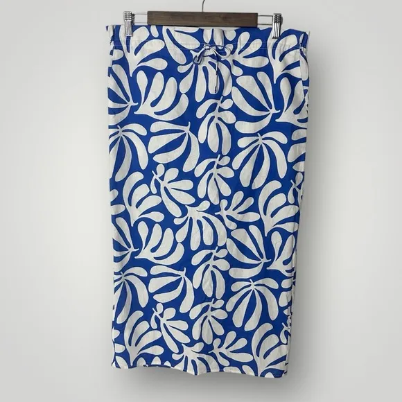 Solid & Striped Lucienne Midi Skirt XS Blue White Leaf‎ Print Linen - Image 2