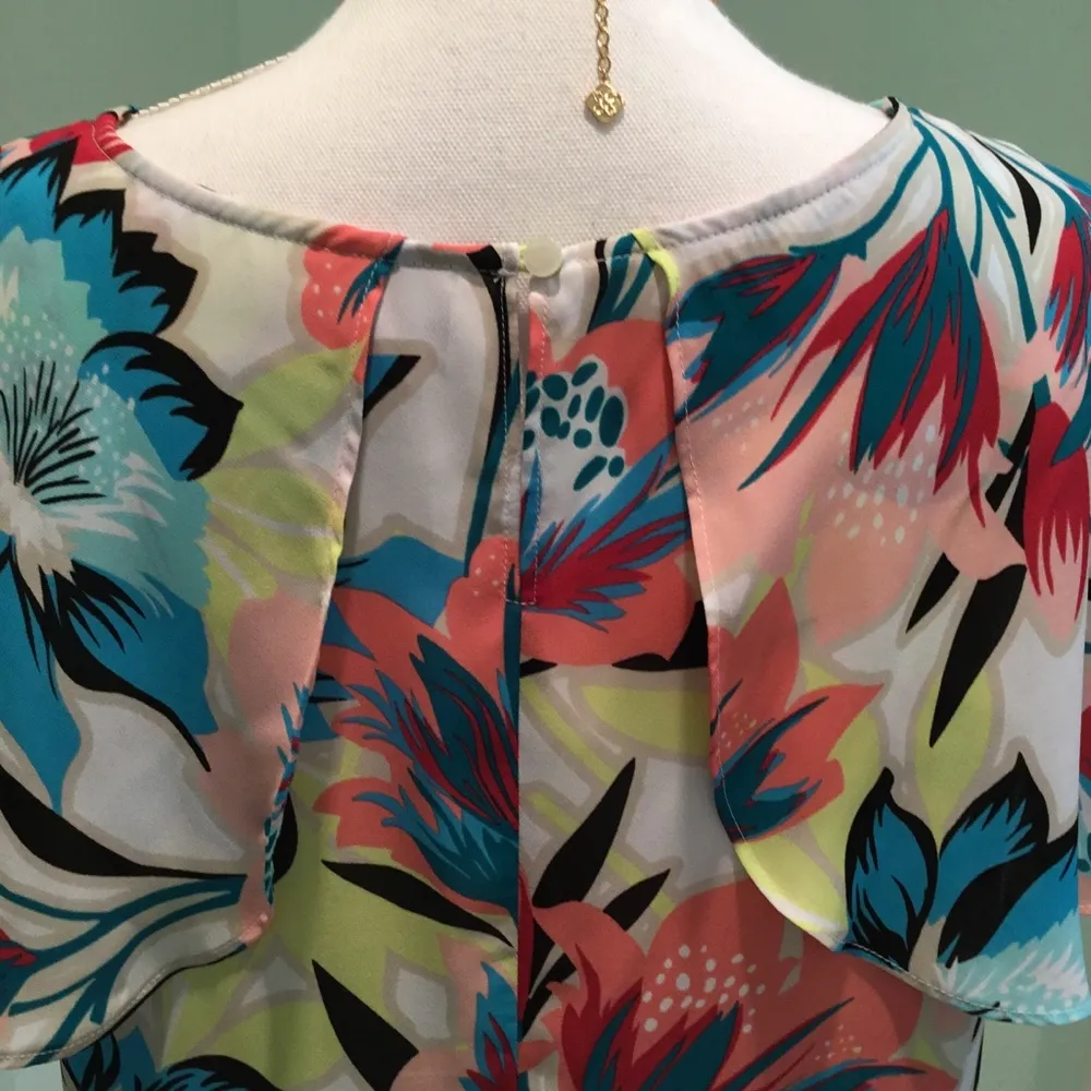 Worthington Petite Floral Hibiscus Top Blouse PXL - Image 6