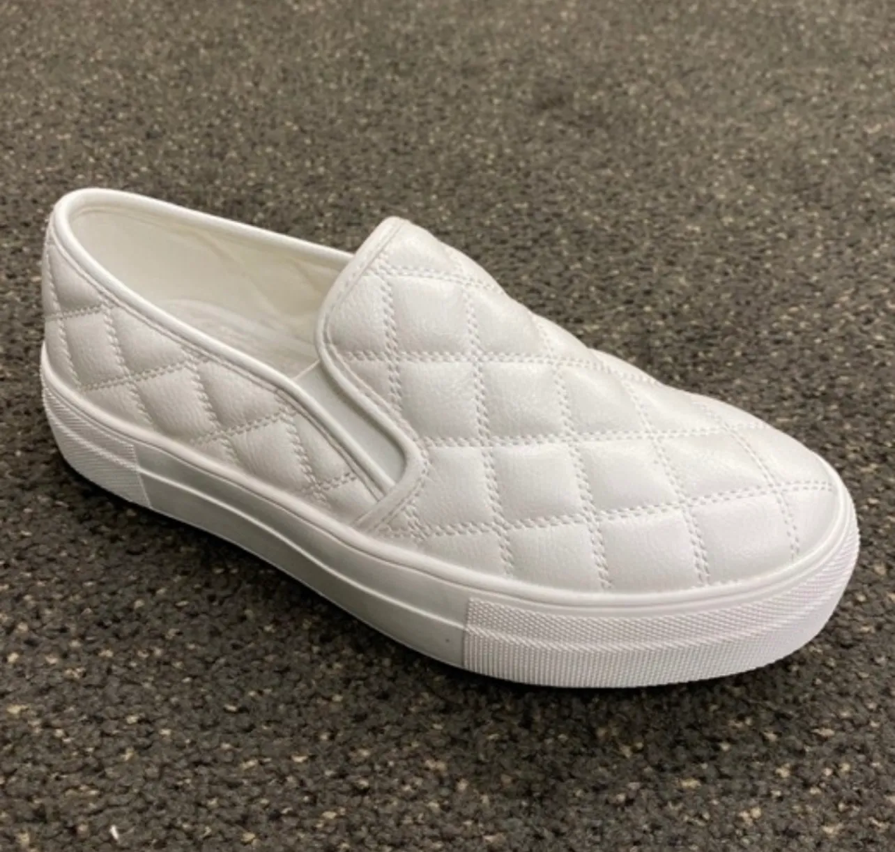 White Platform Quilted Slip On Sneaker Size 10 - Image 4