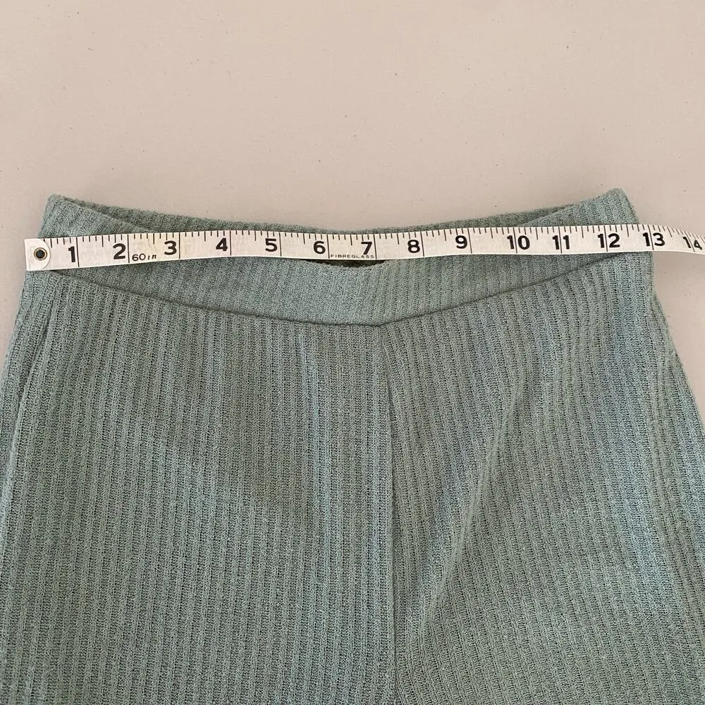 21 Saints Sage Green Ribbed Flare Pants Large - Image 3