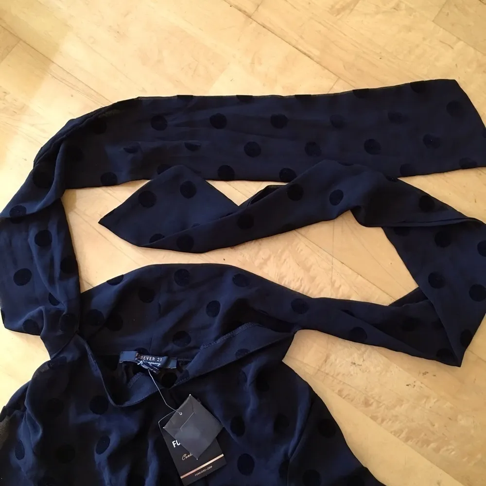 Forever 21 Semi-Sheer High-Neck Blouse, Polka Dots, Black, Size XS - Image 7