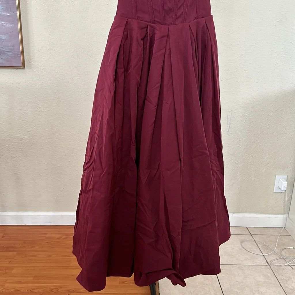 HOUSE OF CB 'Lady' Wine Strapless Midi Dress NWOT SIZE L D-DD - Image 10