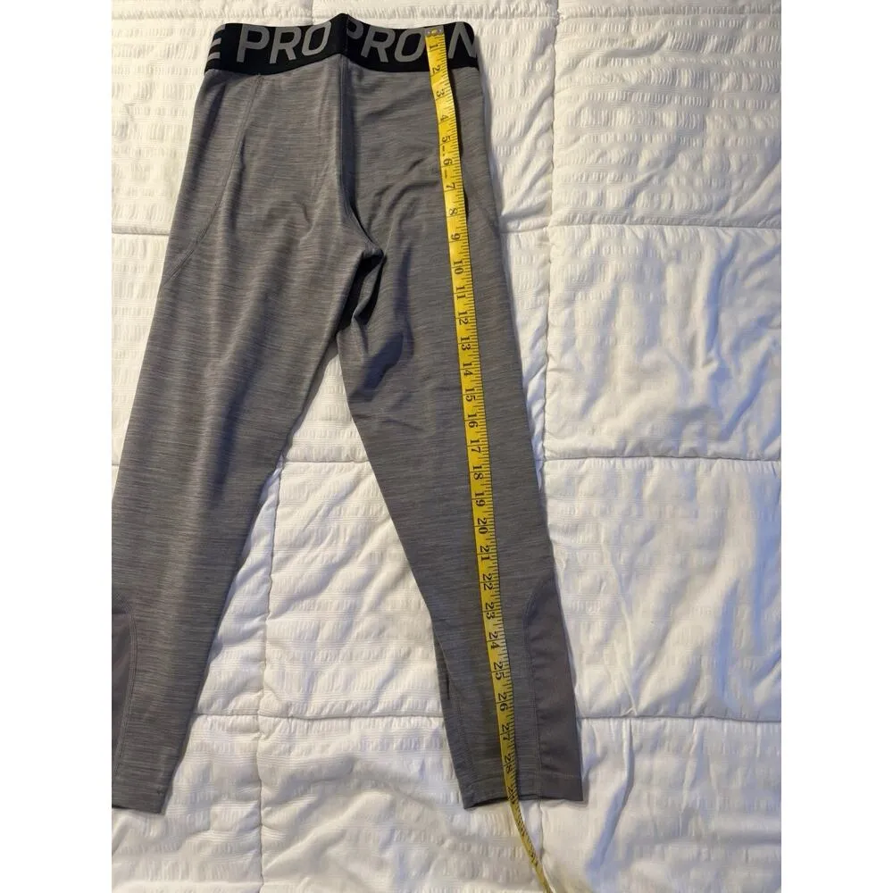 Nike Pro Gray Leggings Black Waist Band Dri-Fit Women's Small - Image 6