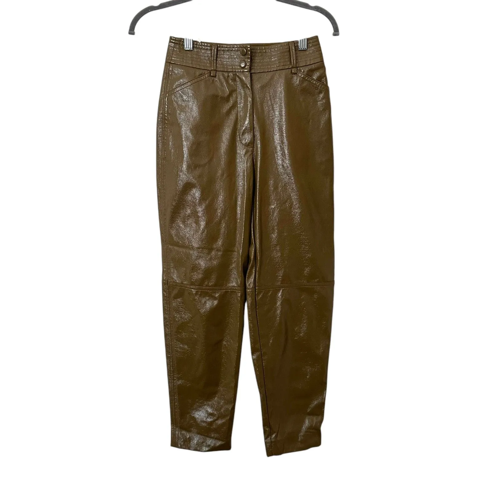 ARITZIA Wilfred Le‎ Fou Cropped Faux Leather Pants Olive Sz 00 - Image 2