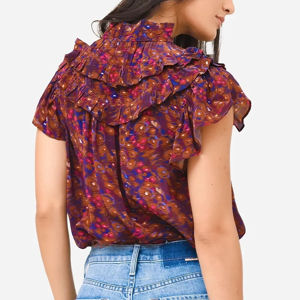 Sea New York Short Sleeve Blouse Women's Ilana Top Purple Size L - Image 2