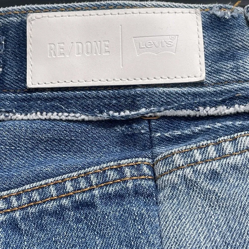 RE/DONE by Levi's SZ 29 70's Patch Jeans Distressed High-Rise Button-Fly Frayed - Image 10