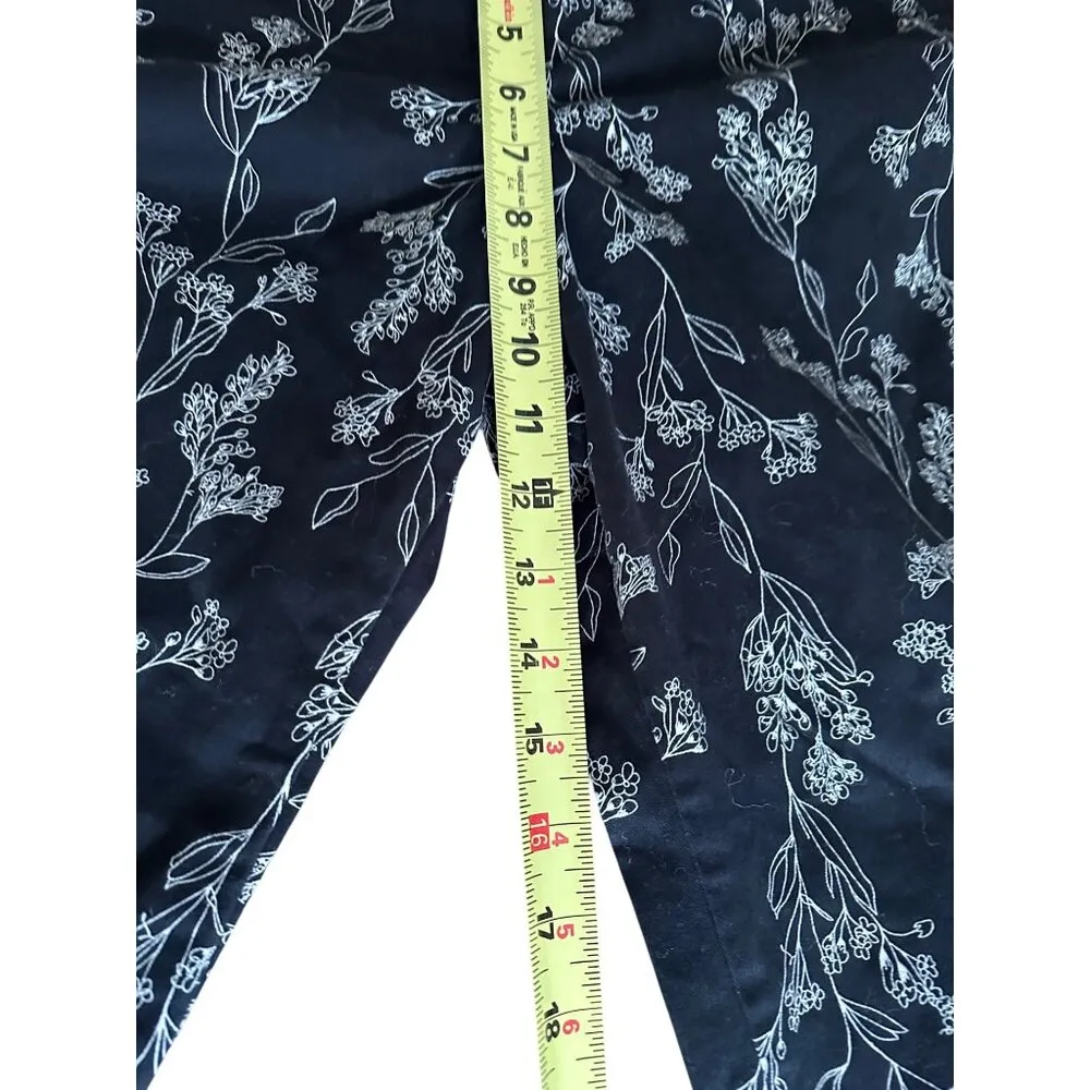Old Navy Pixie High Rise Pants Floral Print Straight Leg Size 4 Regular - Image 10