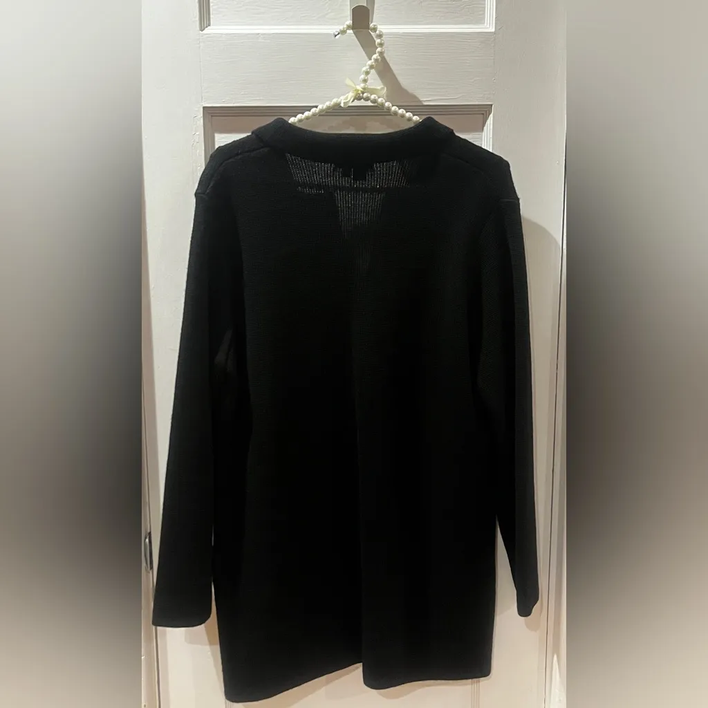 Vintage Cherry Lewis Cardigan Sweater Wool Blend Size Medium Made in England Black - Image 2
