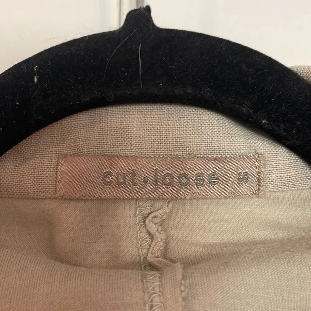 Cut Loose linen cotton frayed detail blazer small Tan - Image 3