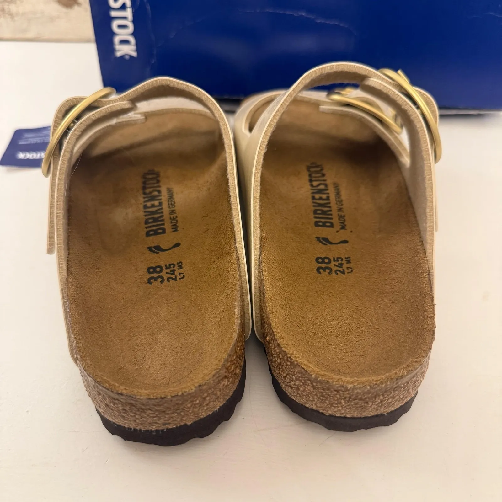 Birkenstock Arizona Big Buckle Sandals Womens Size 7 Graceful Pearl White Cork - Image 4