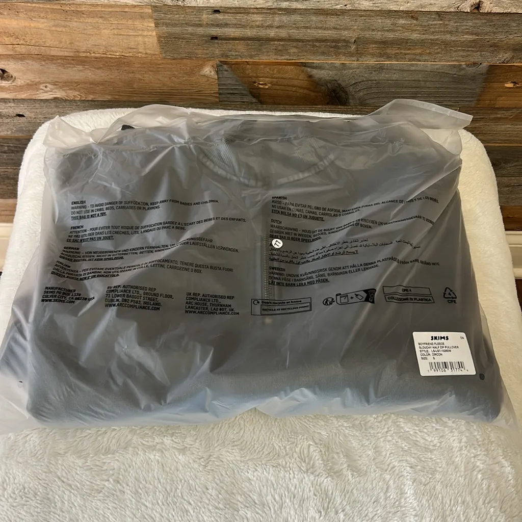 SKIMS Zircon Boyfriend Fleece Baggy Pullover 1/2 Zip Size Small NWT - Image 11