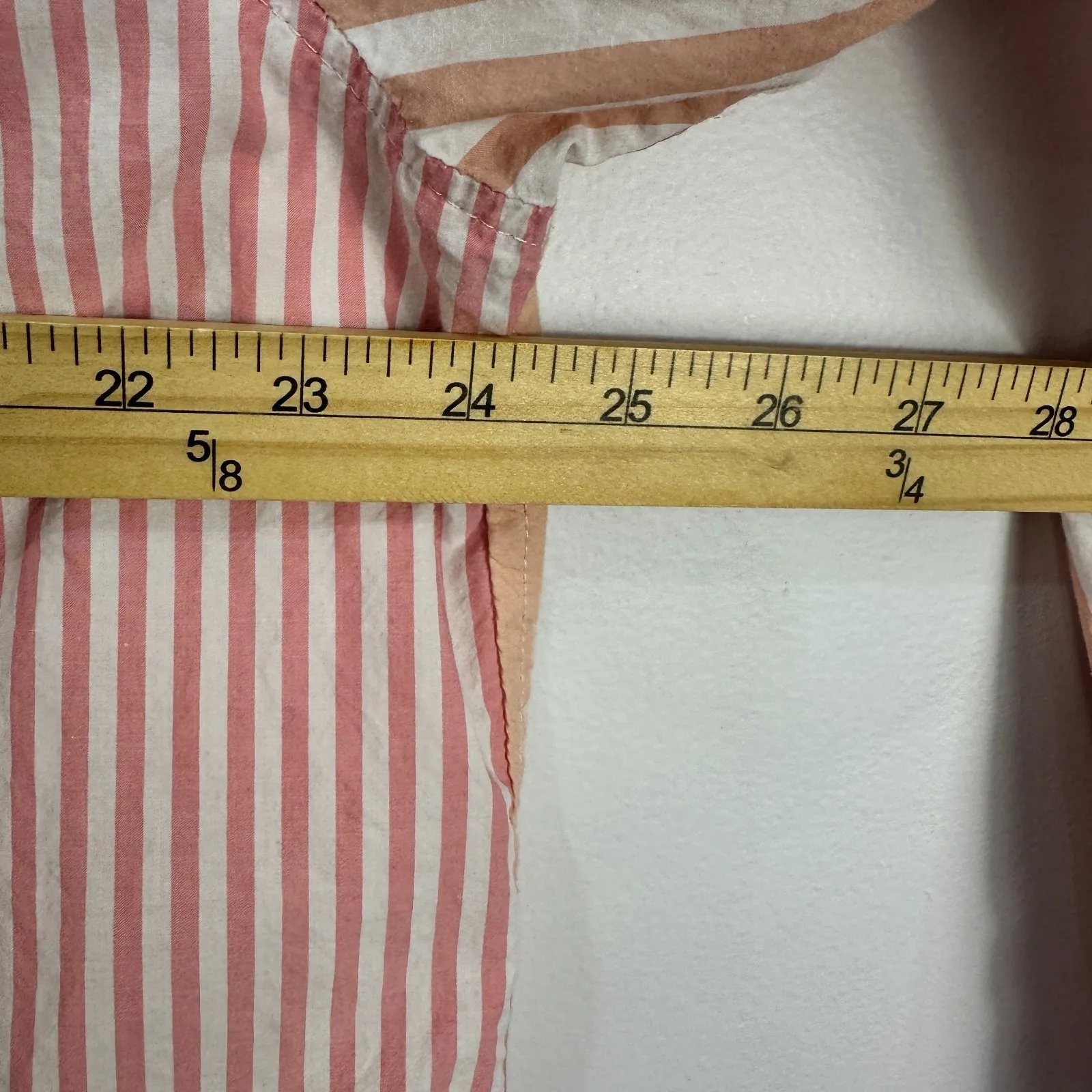 Aerie L Peach Pink Striped Button Down Coastal Grandma Preppy Clean Girl Shirt - Image 6