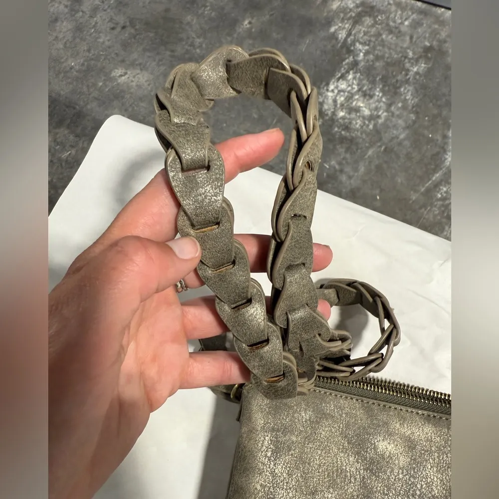 ANTHROPOLOGIE Valerie Braided Strap Distressed Crossbody Purse - Image 8