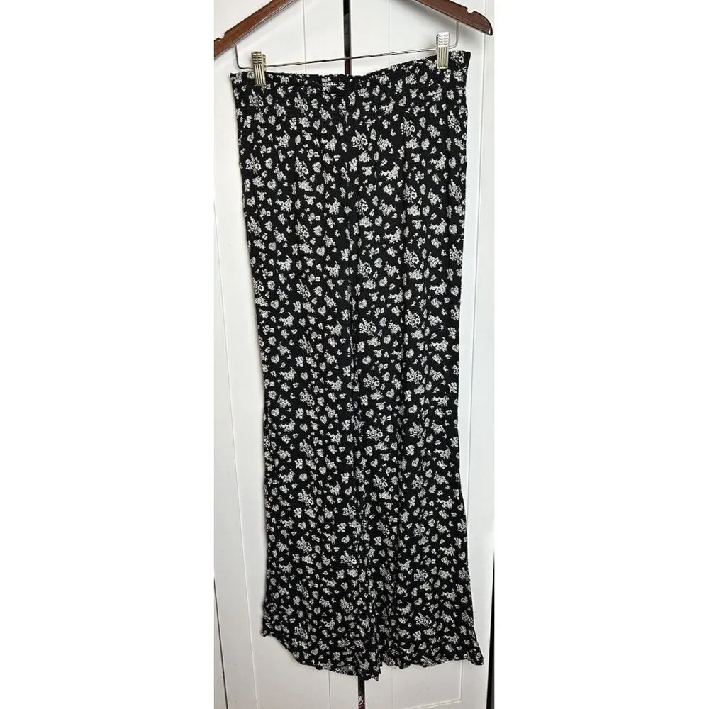 Divided by H&M‎ Womens Sz 12 Black Floral Flare Leg Pants - Image 8