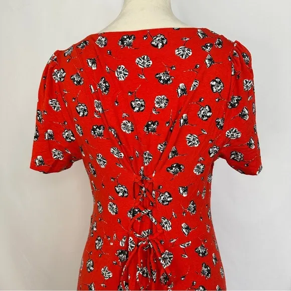 Philosophy‎ Dress Womens Large Red Floral V-Neck Adjustable Lace Up Back Summer - Image 7