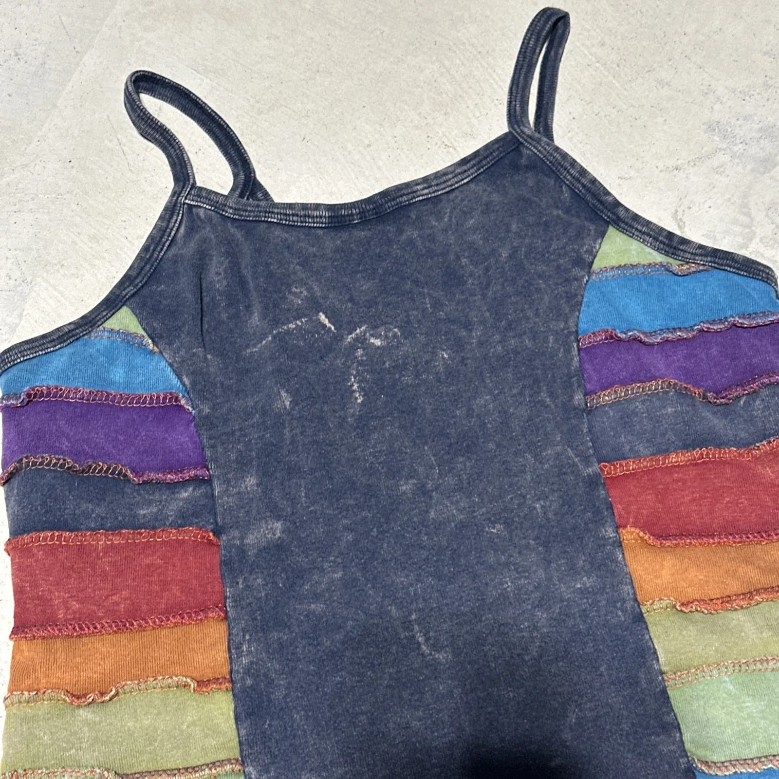 Gypsy Rose Boho Style Tank Shirt Peace Sign Women's SZ S/M Rainbow Earth Hippie - Image 8