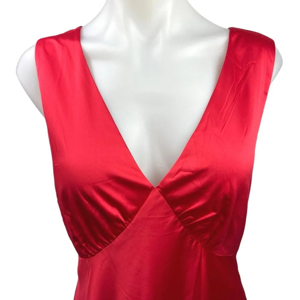 NEW Zesica Red Silk Satin Deep V Tie Back Sleeveless Party Mini Dress Size L Size L - Image 4