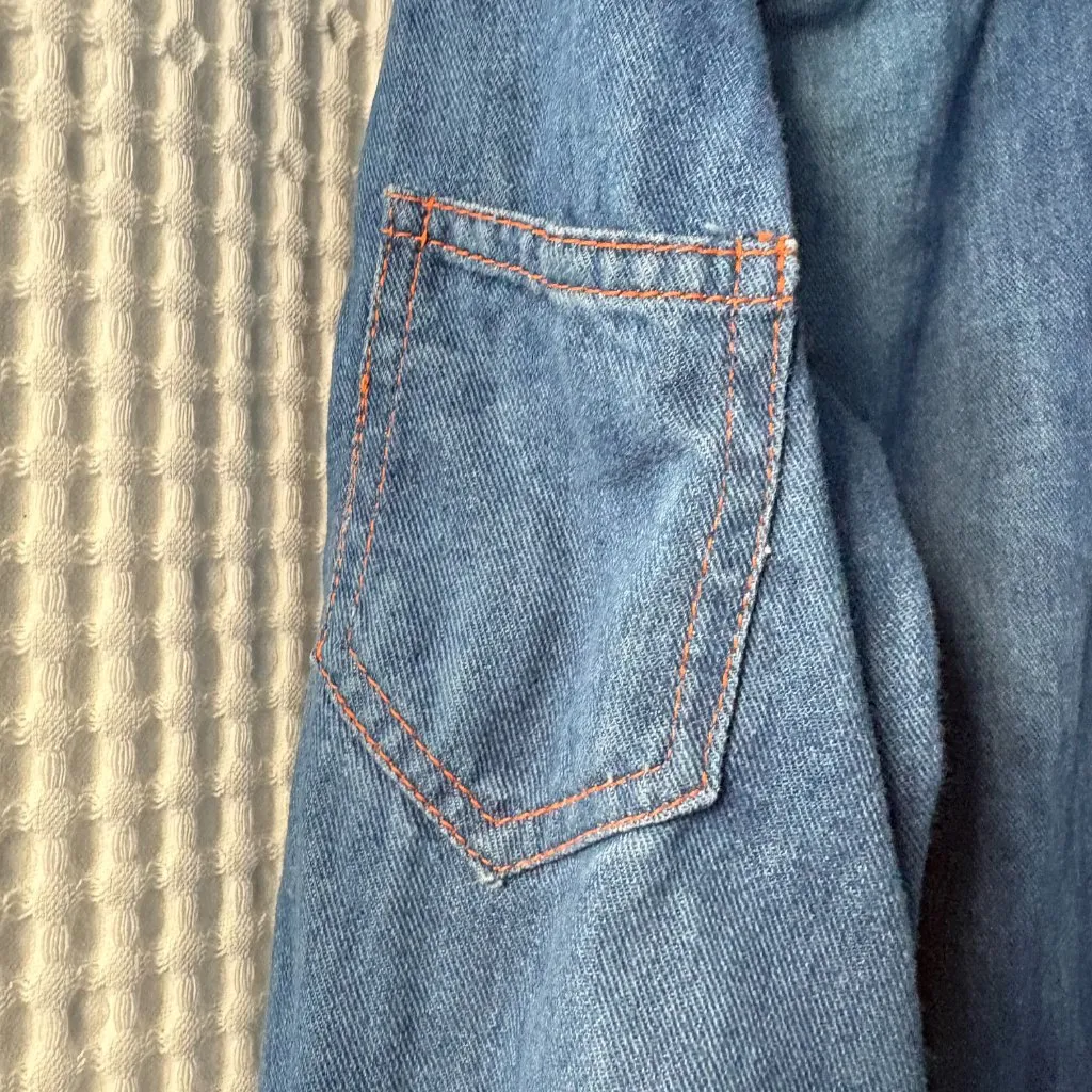 Vintage 1970s Faded Glory by Appendagez blue cotton denim jumpsuit women's med - Image 2