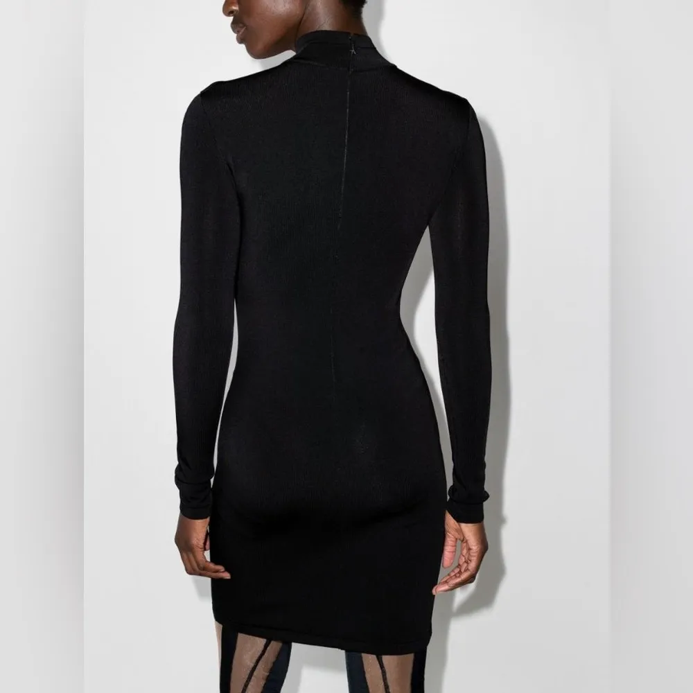 Mugler Black Mesh Panel Dress Size L - Image 5