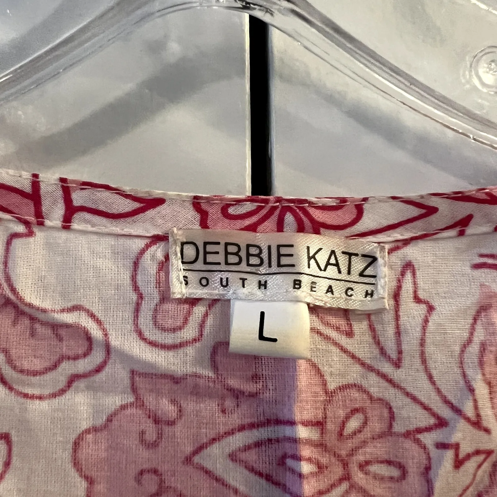 Debbie Katz South Beach Pilar Dress size L pink white floral Size L - Image 5