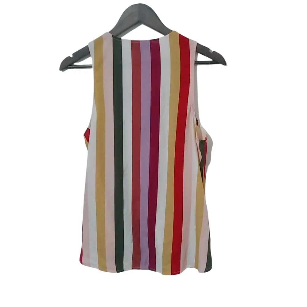 Label S Bold Striped Sleeveless Cross Over Top Pink - Image 6