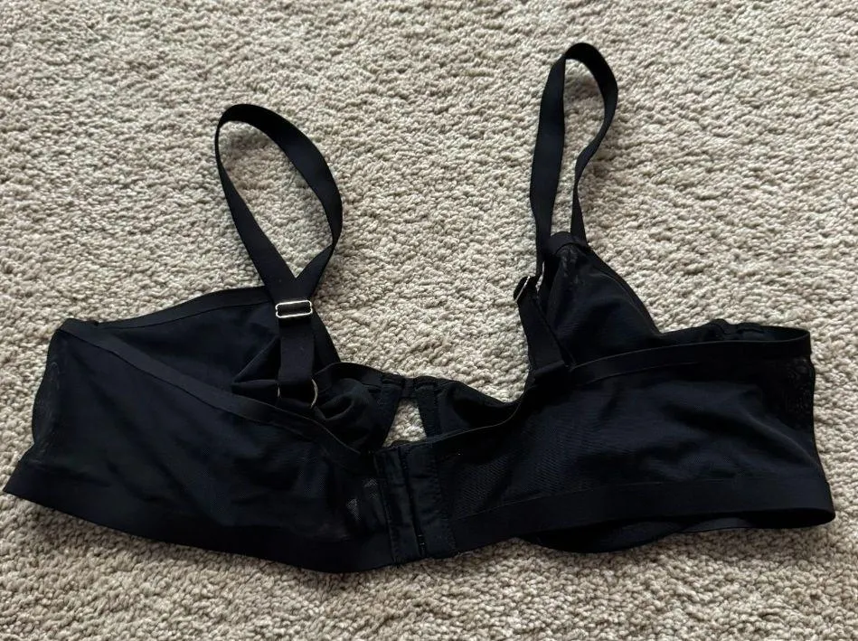 Auden Unlined Demi Coverage Underwire Bra Women's Size 40C Black Semi Sheer - Image 5