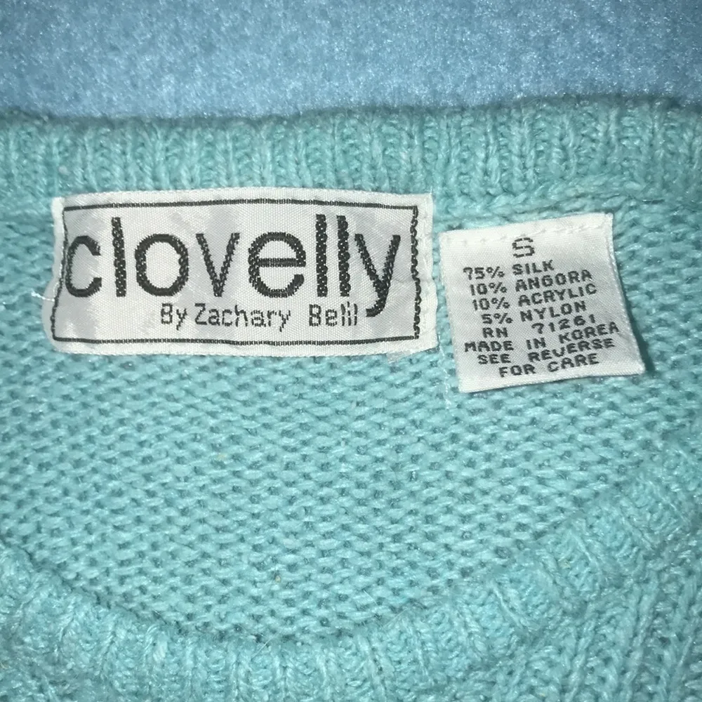 CLOVELLY By Zachary Belil silk angora blend knit sweater short sleeves size S - Image 4