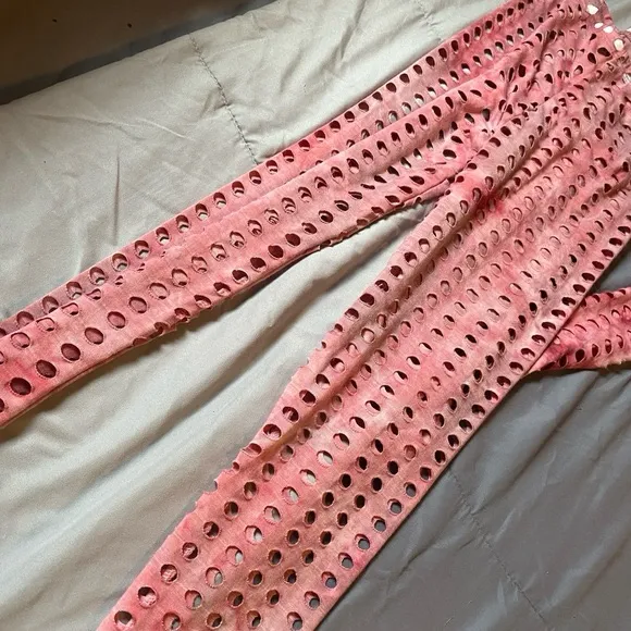 Jade Pink Tie Dye Mesh Cutout Bodysuit & Legging Set XS / Small - Image 8