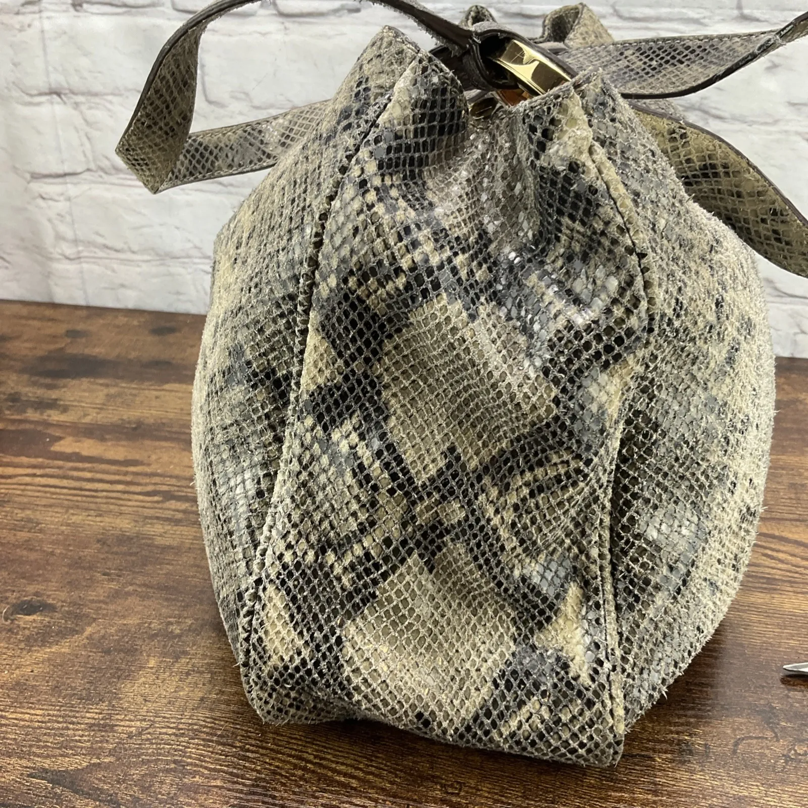 Michael Kors  Fulton Black Python Embossed Leather Hobo Shoulder Bag - Image 3