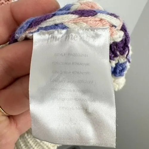 Find Me Now Knit Sweater M/L Colorful Open Weave Pullover Button Collar Boxy Fit Tan Size M - Image 5