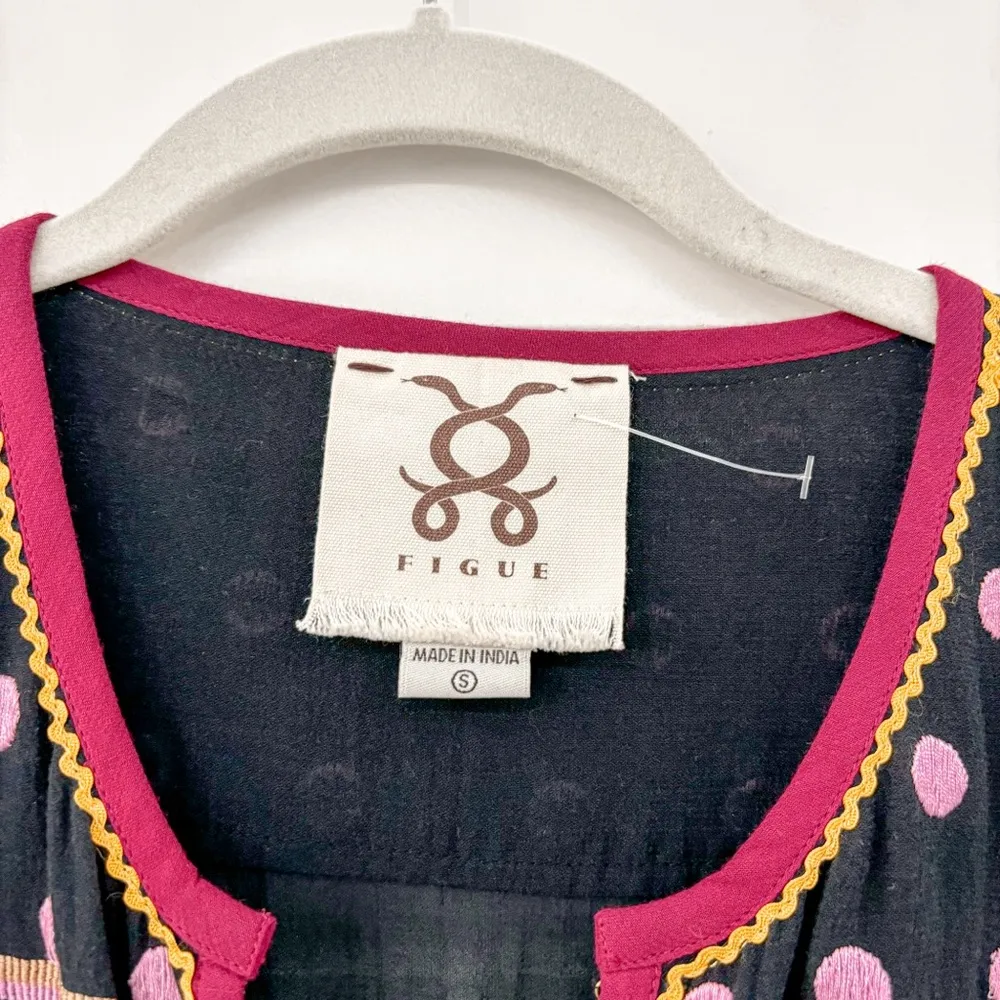 Figue Savannah Embroidered Dress Polka Dot Black - Image 6