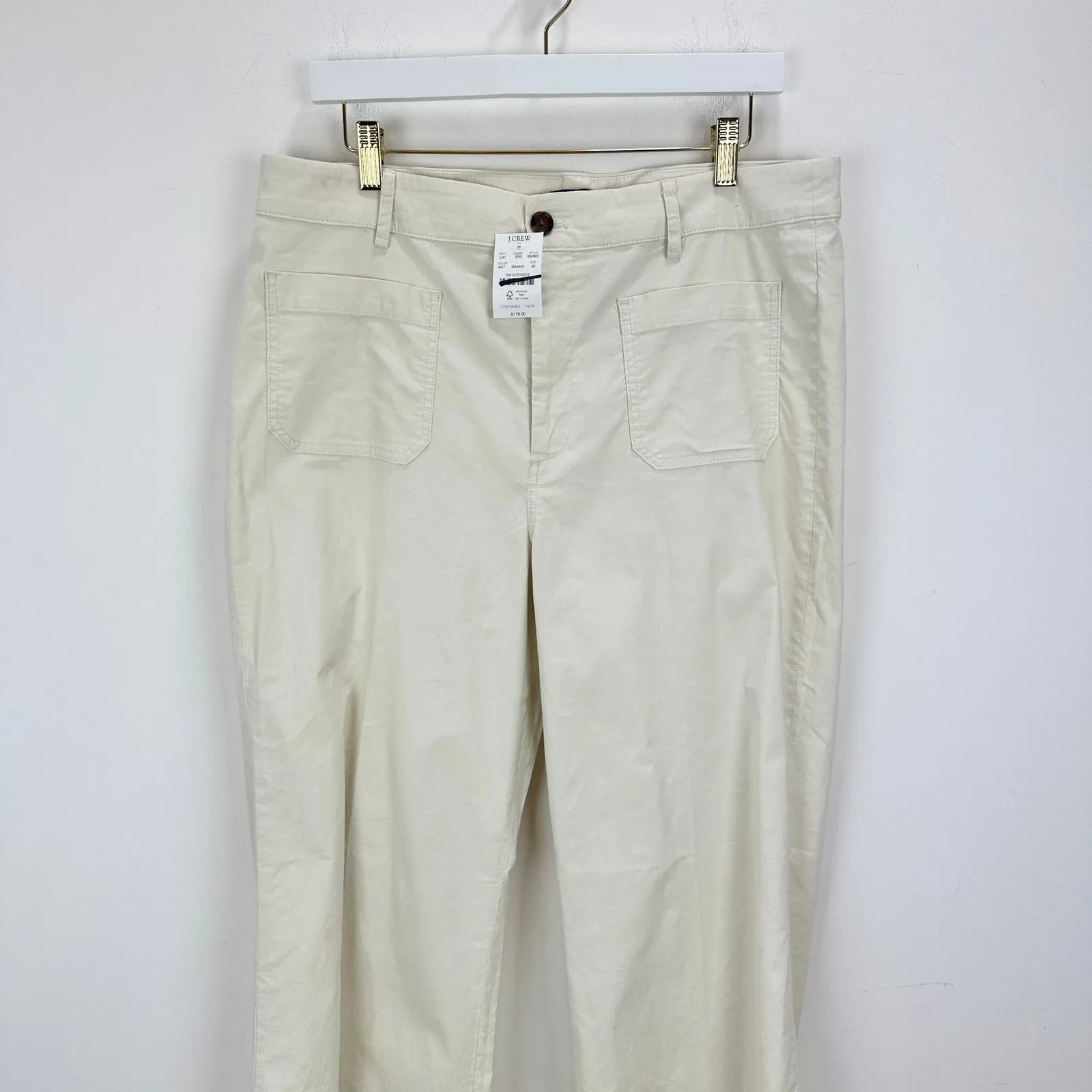 J.Crew Lizzie High Rise Patch Pocket Wide Leg Pant Classic Natural US 32 NWT - Image 6