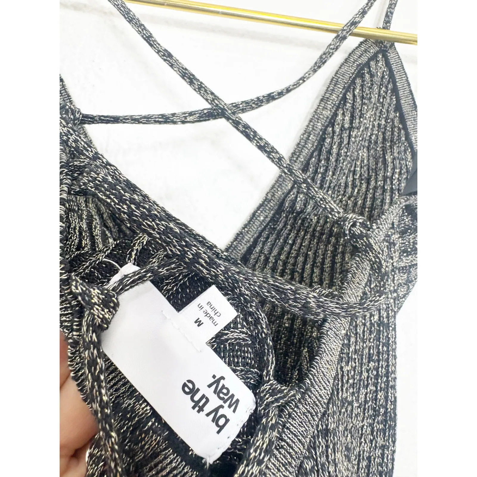 NWT By The Way Goldie Knit Mini Dress in Black & Gold Size Medium Cocktail Party - Image 6