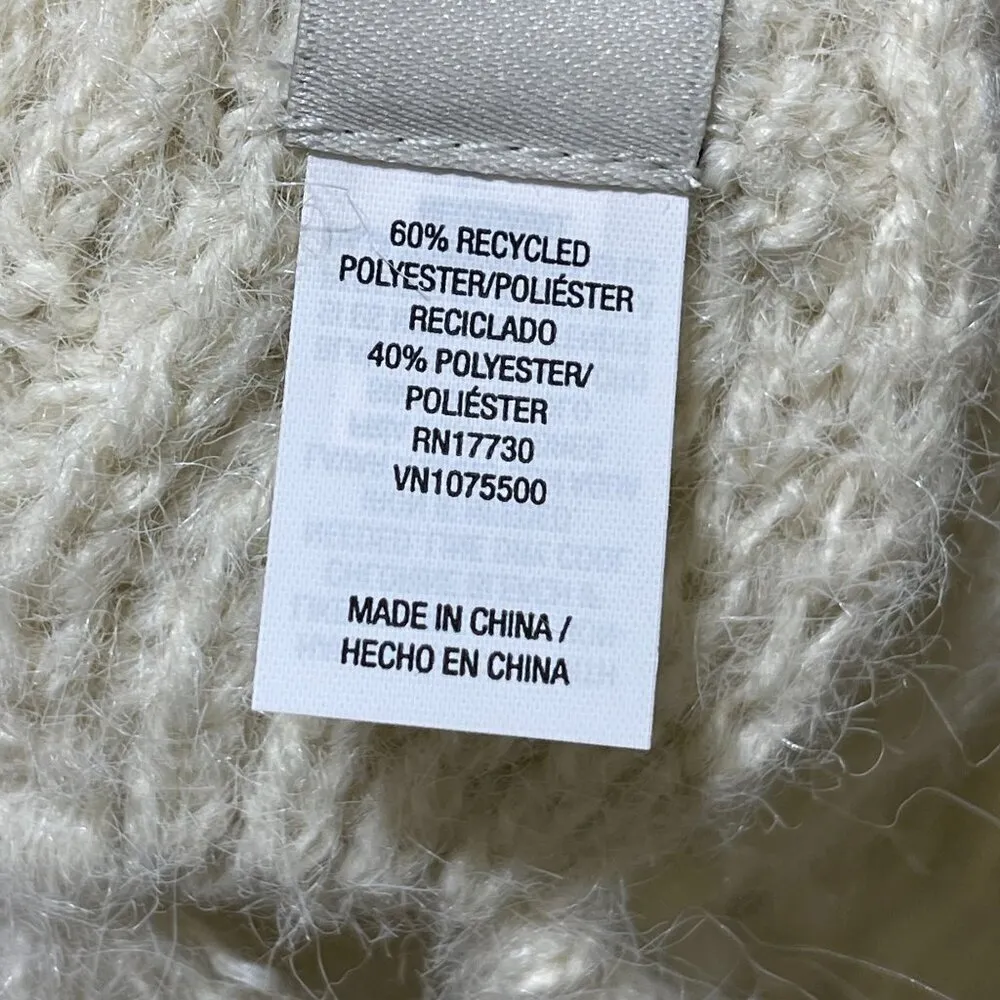 A New Day Women's Cable Knit Neck Scarf Winter Cream Fringe - Image 6