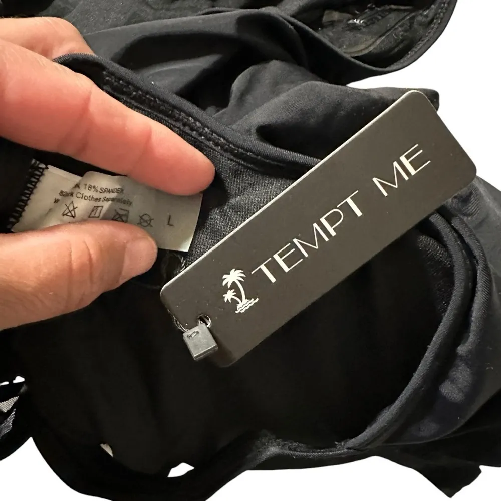 Tempt Me women's size large one piece sheer black bathing suit, nwt - Image 3