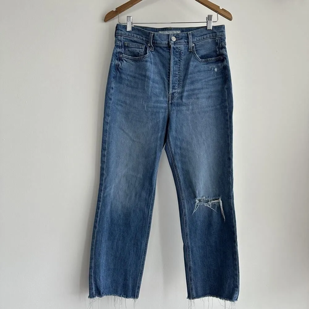 Frank & Eileen Jeans Womens 30 Blue Monaghan High Rise Straight Distressed Crop - Image 5