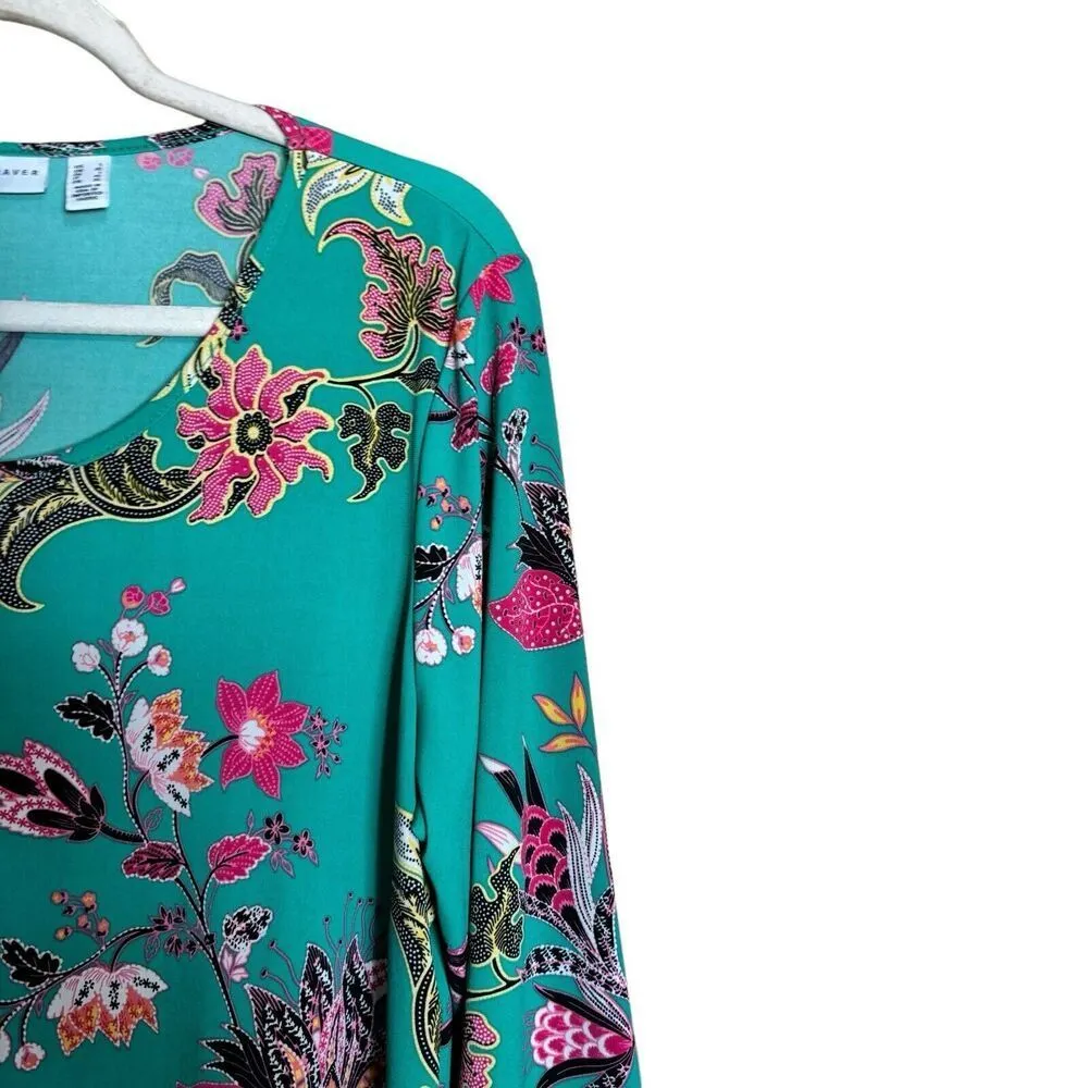 Susan Graver Top Womens Large Multicolor Whimsical Abstract Asymmetrical Blouse - Image 3