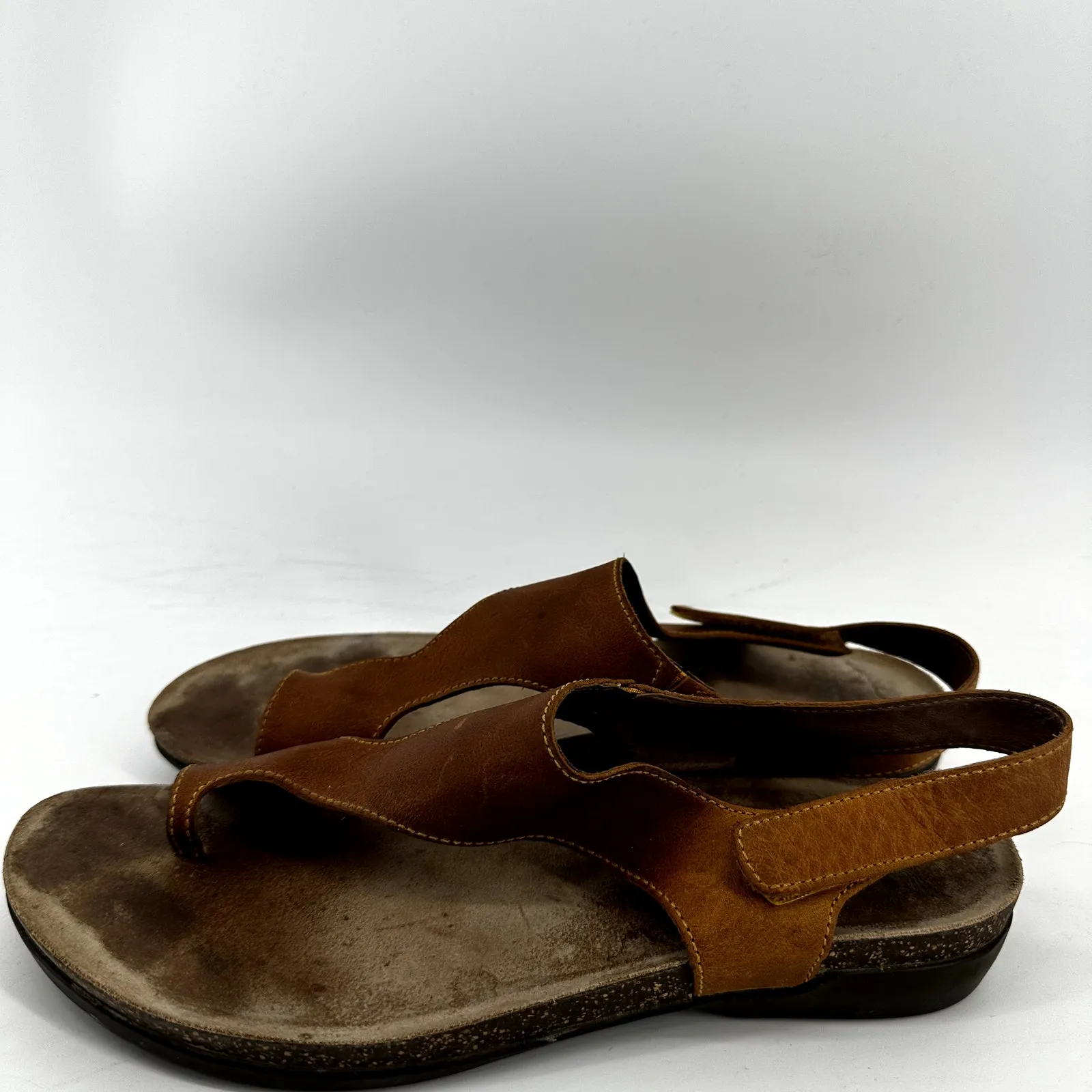 Dansko Reece Sandals Leather Cork Slingback Toe Loop Adjustable Waxy Honey 9 - Image 4