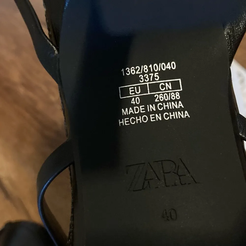 Zara Black Heeled Leather Sandals With Jute Insole Size 40 US9 - Image 10