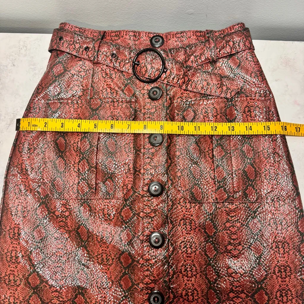NWT Urban Outfitters Red Black Snakeskin Skirt XS Button Front - Image 7