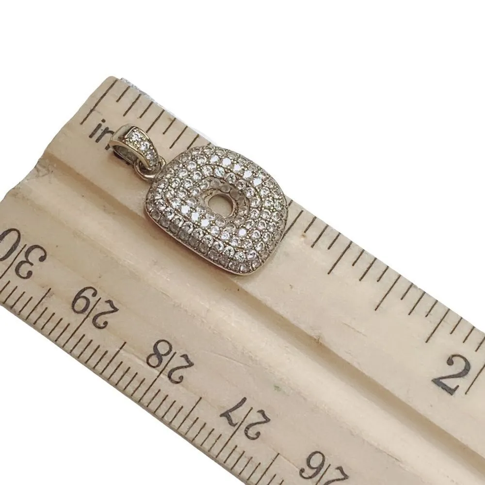 10k Yellow Gold Bubble Letter D Inital Pendent With Cubic Zirconia - Image 2