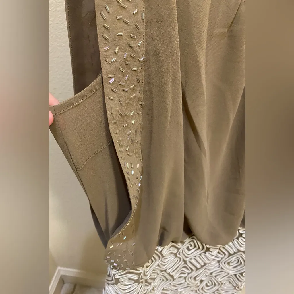 Giorgia & Johns embroidered Pencil Tight Sleeveless Dress Women's Sz Large Brown - Image 8